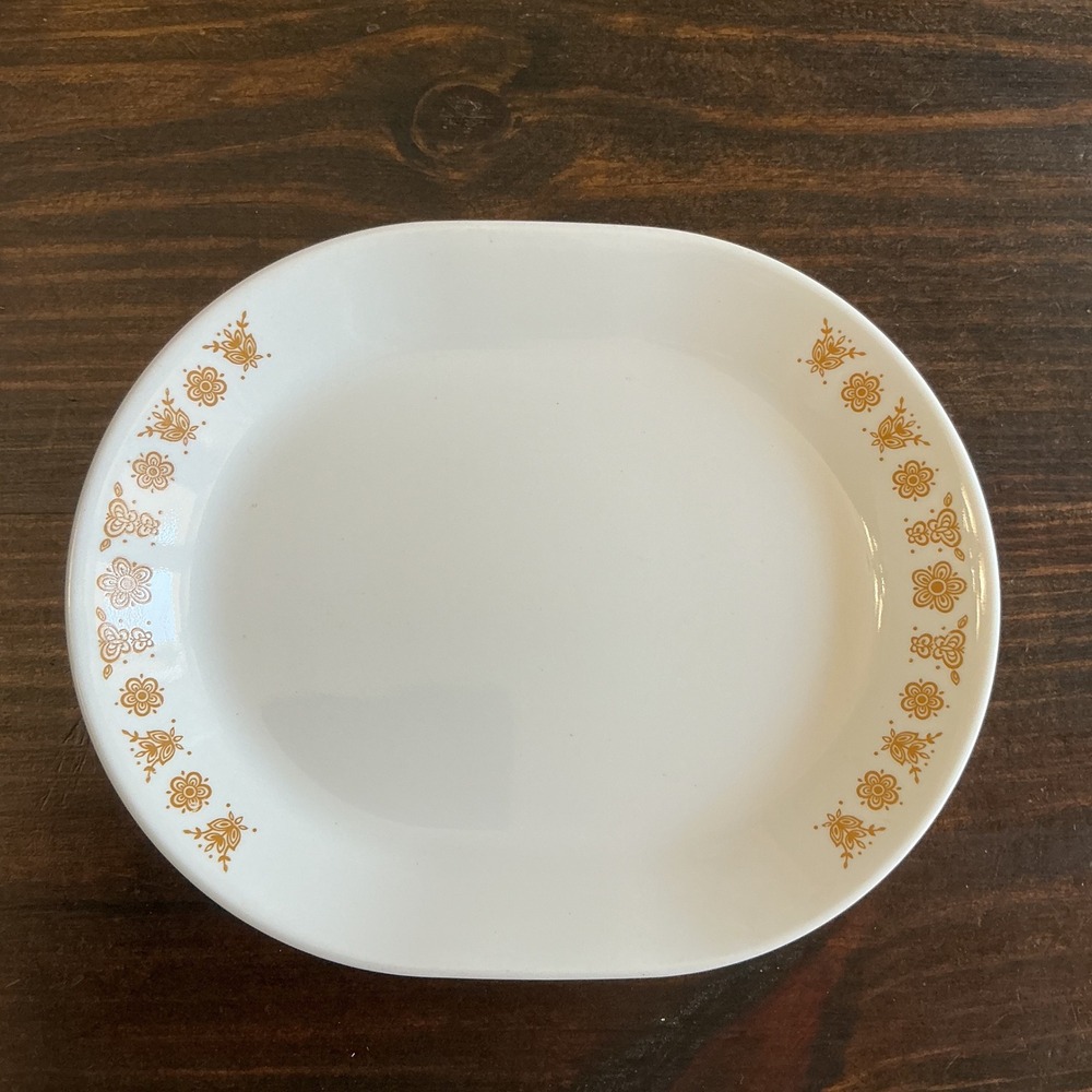 Corelle Butterfly Gold Oval Serving Platter 12 Inch Vintage Corning USA White